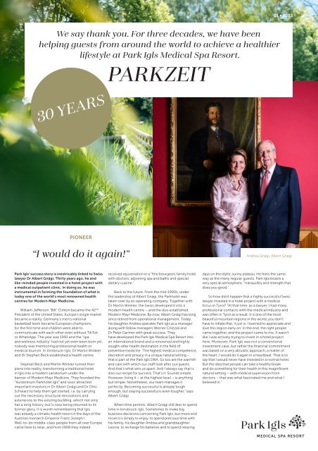 Park Igls magazine Parkzeit - Spring/Summer 2023