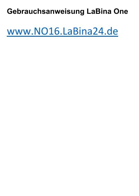 NO - Instruksjoner for bruk -  LaBina One