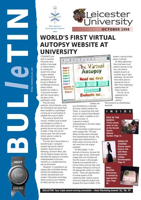 world's first virtual autopsy website at - University of Leicester