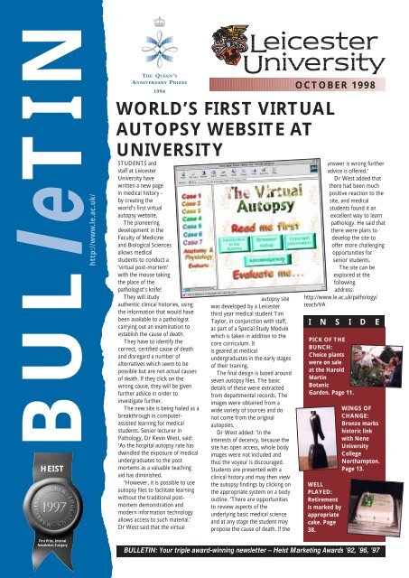 world's first virtual autopsy website at - University of Leicester