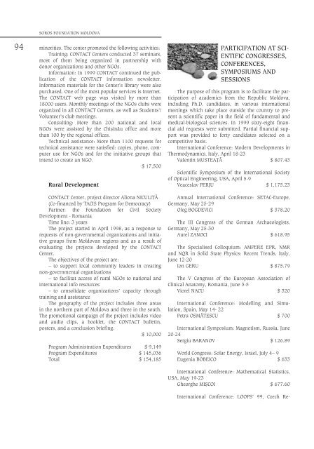 Activity report for 1999(PDF) - Soros Foundation Moldova