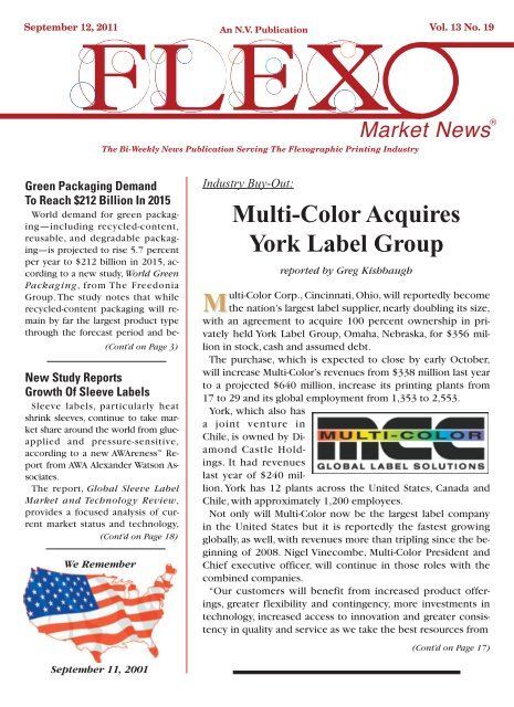 Multi-Color Acquires York Label Group - NV Publications.com