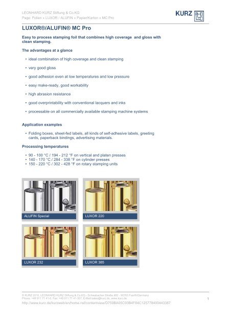 LUXOR®/ALUFIN® MC Pro - Zetatrade