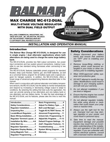 Max Charge MC-612-DUAL (Sept. 2009 - and - Balmar