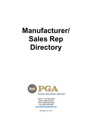 Manufacturer/ Sales Rep Directory - Rocky Mountain PGA