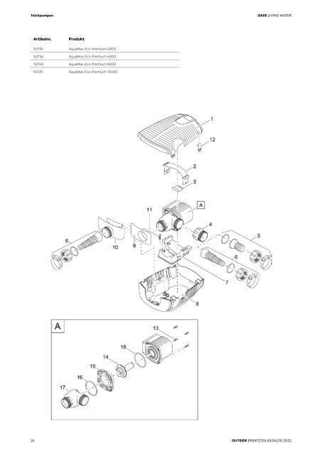 OASE Ersatzteilkatalog 2022 V1