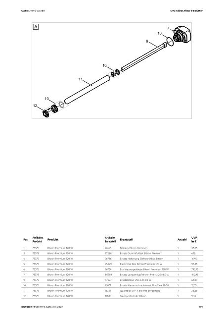 OASE Ersatzteilkatalog 2022 V1