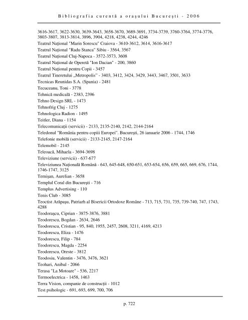 Bibliografia curent ă a ora ş ului Bucure ş ti - 2006 p. 595 INDEX ...