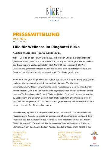 pressemitteilung - Hotel Birke Kiel