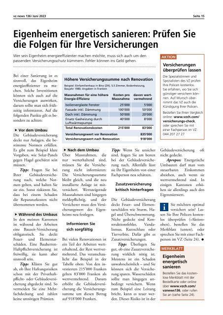 vznews, Schweiz deutsch, Juni 2023, Ausgabe 136