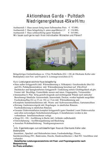 Aktionshaus Garda - Pultdach ... - Wolfinger Holzbau GmbH