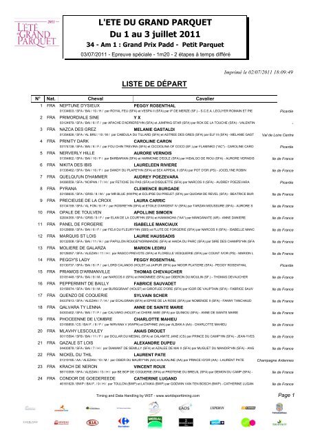 l'ete du grand parquet - World Sport Timing