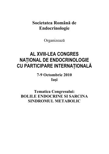 Societatea Română de Endocrinologie - Societatea Romana de ...