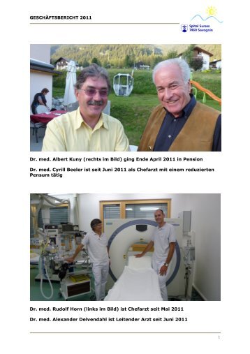 Geschäftsbericht 2011 - Kreisspital Savognin