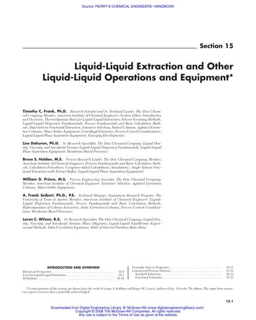 Liquid-Liquid Extraction and Other Liquid-Liquid Operations and
