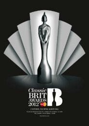 The BRIT Classic Awards 2012 - Show Programme