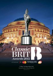 The BRIT Classic Awards 2011 - Show Programme