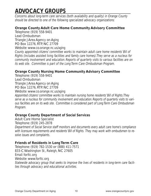 2010 COMMUNITY RESOURCE GUIDE - Orange County