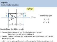 Kapitel 1 Optik: Bildkonstruktion Spiegel α α P P` G B Konstruktion ...