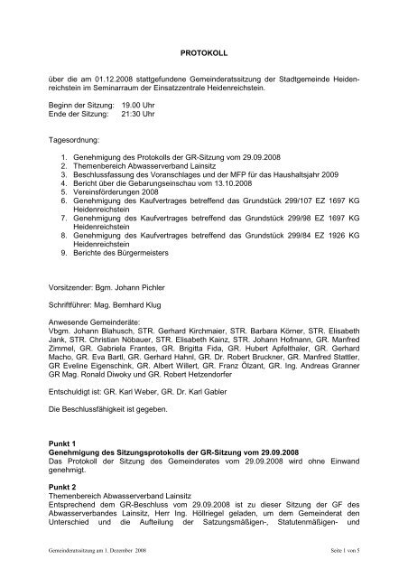 Gemeinderatssitzung 2008-12/1 (27 KB) - .PDF - Heidenreichstein