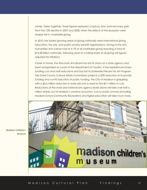 Madison Cultural Plan 2011 - City of Madison, Wisconsin