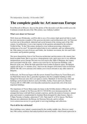 The complete guide to: Art nouveau Europe - Art Nouveau Network