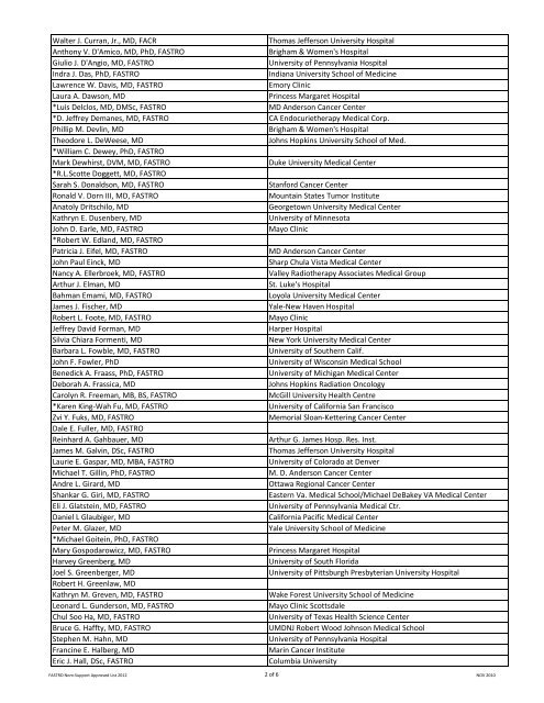 subset of Society members - ASTRO