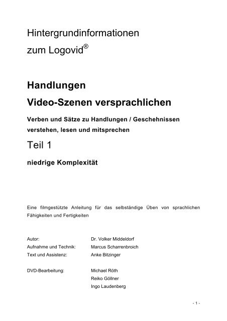 Hintergrundinformationen zum Logovid Handlungen ... - LogoMedien