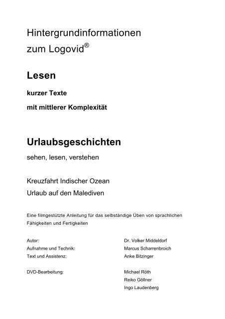 Lesen kurzer Texte: Kreuzfahrt und Maledivenurlaub - LogoMedien