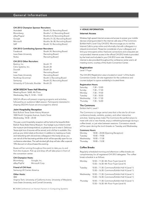 Printed Program (pdf) - CHI 2012 - Association for Computing ...