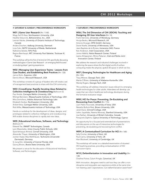 Printed Program (pdf) - CHI 2012 - Association for Computing ...