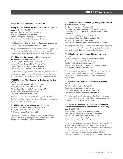 Printed Program (pdf) - CHI 2012 - Association for Computing ...