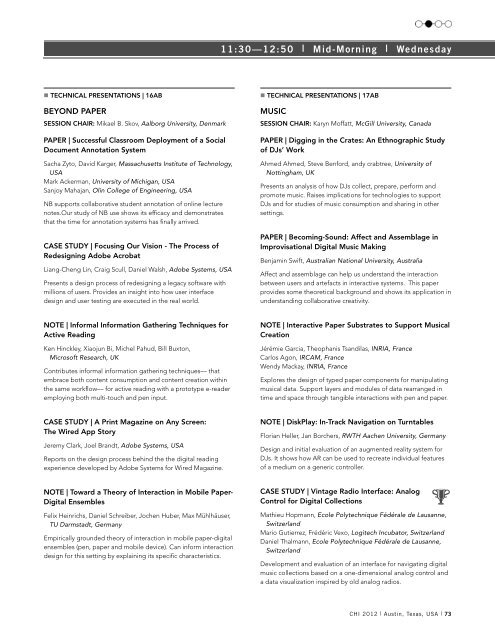 Printed Program (pdf) - CHI 2012 - Association for Computing ...