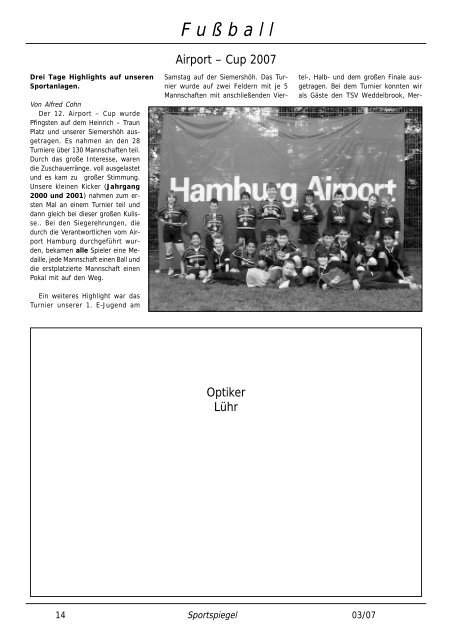 Fußballfest der Jugend beim Airport-Cup Seite 14 - SC Alstertal ...