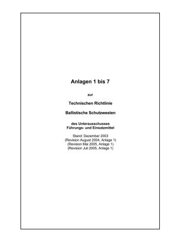 Anlagen 1 bis 7