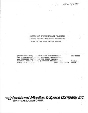 Lockheed Missiles & Space Company, inc. - UCAR