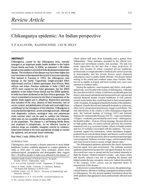 Review Article - The National Medical Journal of India