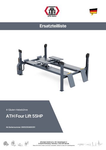 ATH-Heinl Ersatzteilliste Spare parts book 4-post lift ATH Four Lift 55HP