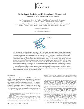 Reduction of Bowl-Shaped Hydrocarbons: Dianions and ...