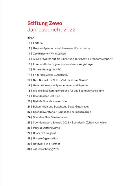Zewo Jahresbericht 2022 Deutsch