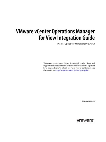 vCenter Operations Manager for View Integration Guide 1.0 - VMware