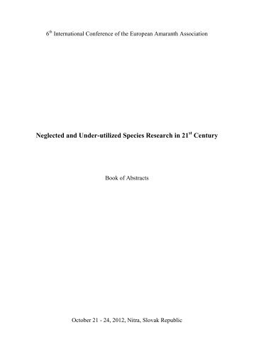 Neglected and Under-utilized Species Research ... - pribina.savba.sk