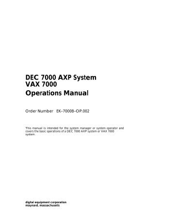 DEC 7000 AXP, VAX 7000 Operations Manual - FTP Directory Listing