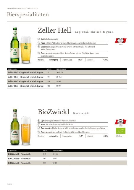 Sortiments- und Preisliste 2023 ohne Preise