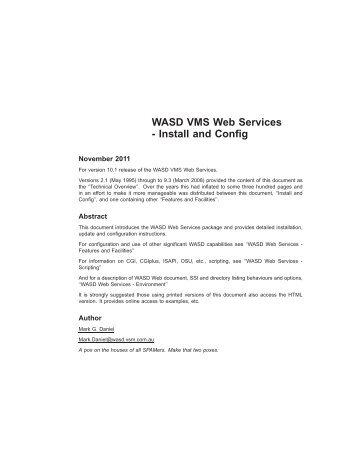 WASD VMS Web Services - Install and Config