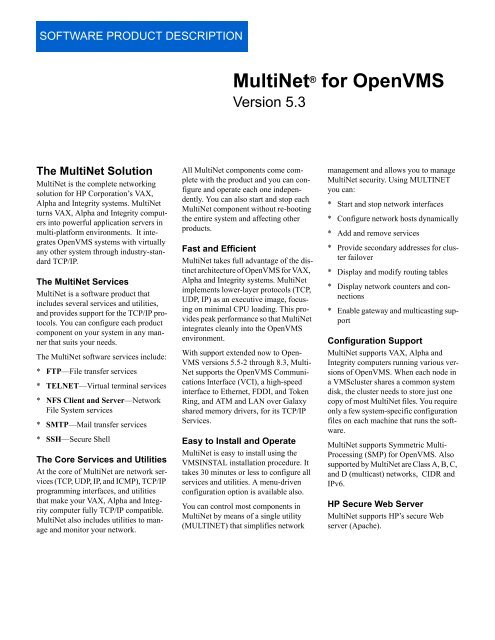 MultiNet Installation and Administrator's Guide - Process Software