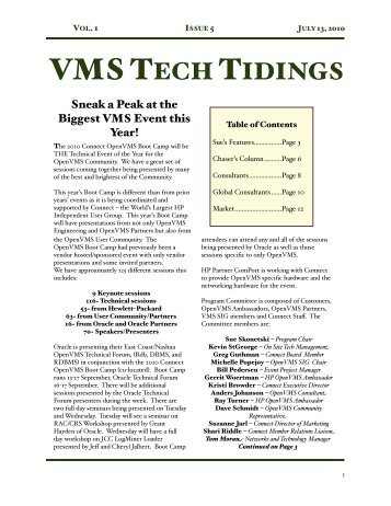 VMSTECH TIDINGS - OpenVMS.org