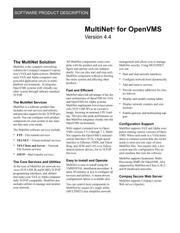 MultiNet® for OpenVMS