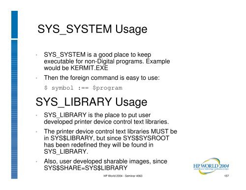 OpenVMS System Management Techniques, Tools ... - OpenMPE