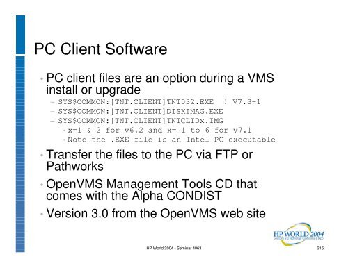 OpenVMS System Management Techniques, Tools ... - OpenMPE